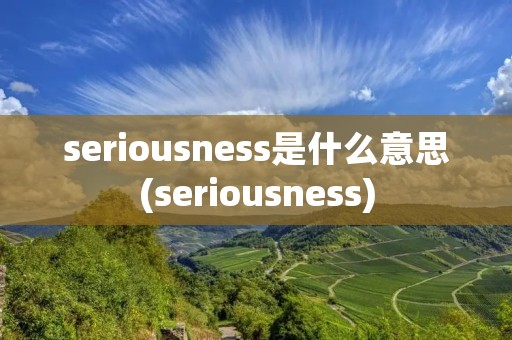 seriousness是什么意思(seriousness)