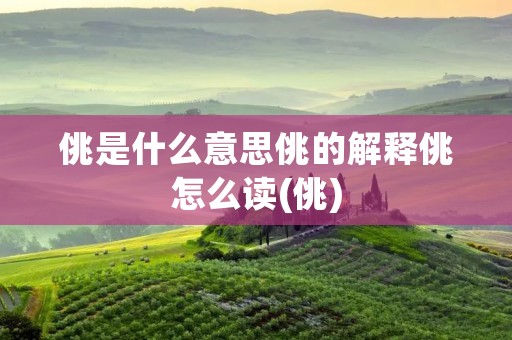 佻是什么意思佻的解释佻怎么读(佻)