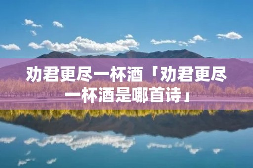 劝君更尽一杯酒「劝君更尽一杯酒是哪首诗」