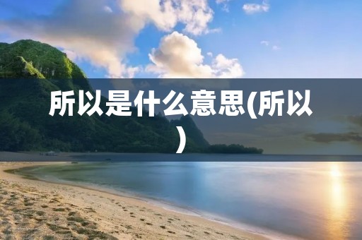 所以是什么意思(所以)