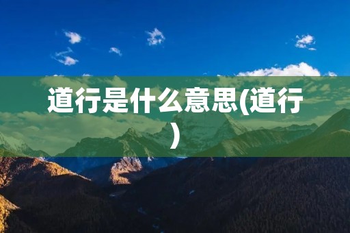 道行是什么意思(道行)