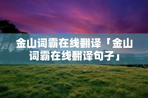 金山词霸在线翻译「金山词霸在线翻译句子」