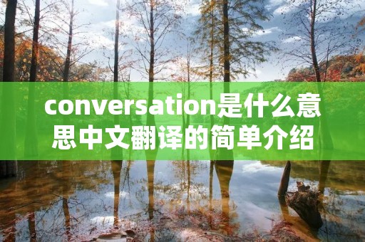 conversation是什么意思中文翻译的简单介绍
