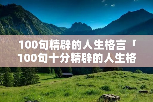 100句精辟的人生格言「100句十分精辟的人生格言」