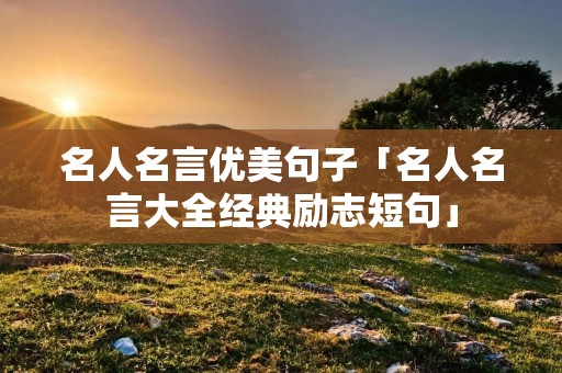 名人名言优美句子「名人名言大全经典励志短句」