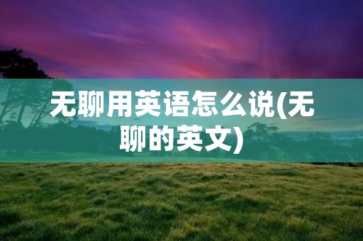 无聊用英语怎么说(无聊的英文)