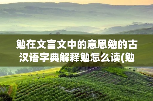 勉在文言文中的意思勉的古汉语字典解释勉怎么读(勉)