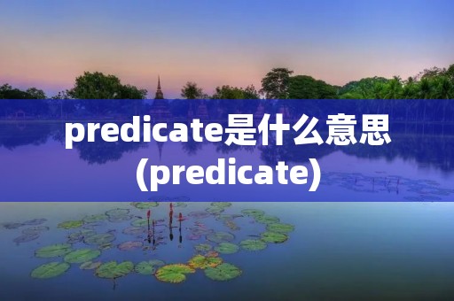 predicate是什么意思(predicate)