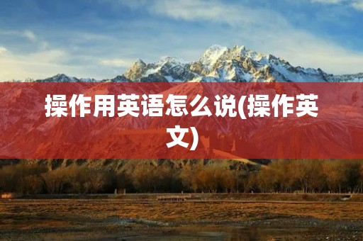 操作用英语怎么说(操作英文)