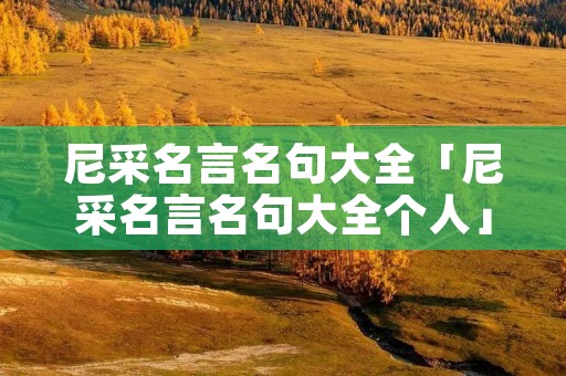 尼采名言名句大全「尼采名言名句大全个人」