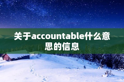 关于accountable什么意思的信息