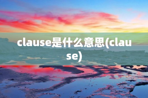 clause是什么意思(clause)