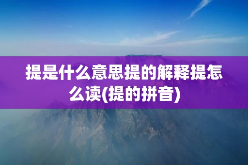 提是什么意思提的解释提怎么读(提的拼音)