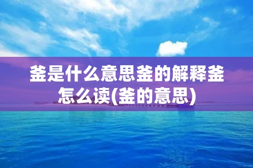 釜是什么意思釜的解释釜怎么读(釜的意思)