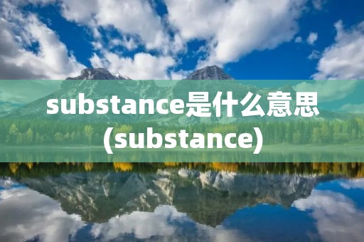 substance是什么意思(substance)