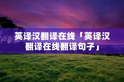 英译汉翻译在线「英译汉翻译在线翻译句子」