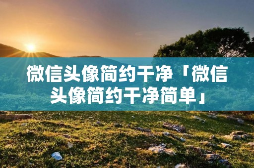 微信头像简约干净「微信头像简约干净简单」