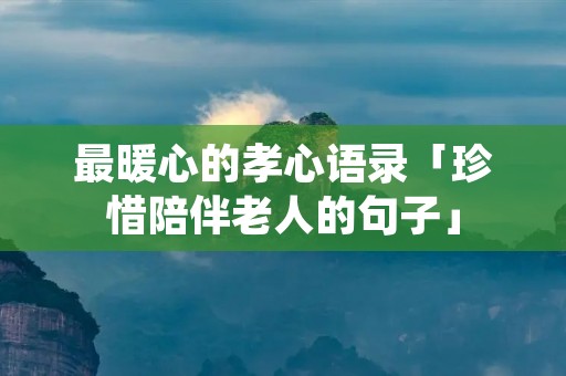 最暖心的孝心语录「珍惜陪伴老人的句子」