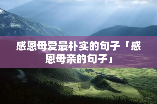 感恩母爱最朴实的句子「感恩母亲的句子」 感恩母爱最朴实的句子「感恩母亲的句子」