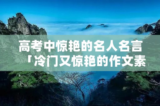 高考中惊艳的名人名言「冷门又惊艳的作文素材」