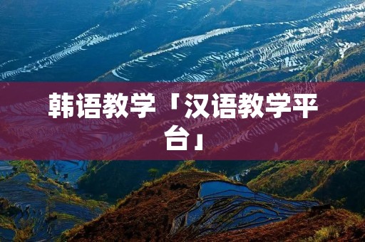 韩语教学「汉语教学平台」