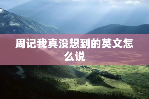 周记我真没想到的英文怎么说