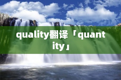 quality翻译「quantity」