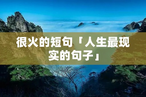 很火的短句「人生最现实的句子」