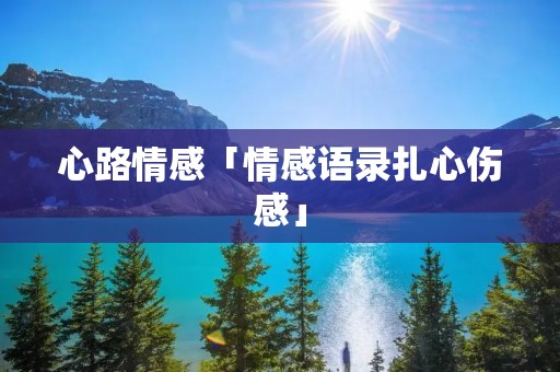 心路情感「情感语录扎心伤感」