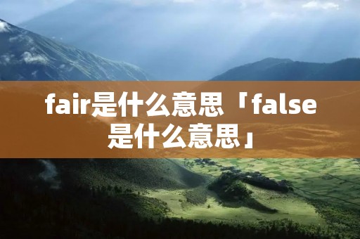 fair是什么意思「false是什么意思」