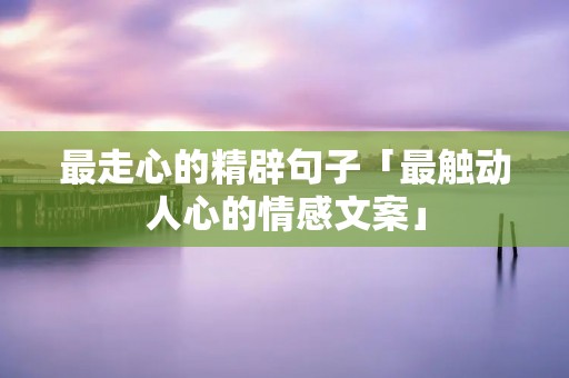 最走心的精辟句子「最触动人心的情感文案」