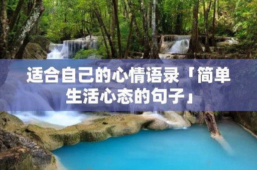 适合自己的心情语录「简单生活心态的句子」