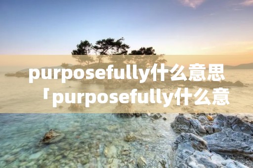 purposefully什么意思「purposefully什么意思中文」