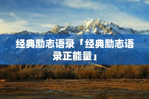 经典励志语录「经典励志语录正能量」