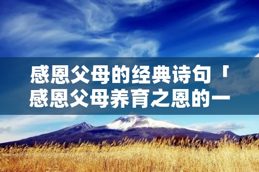 感恩父母的经典诗句「感恩父母养育之恩的一段话」