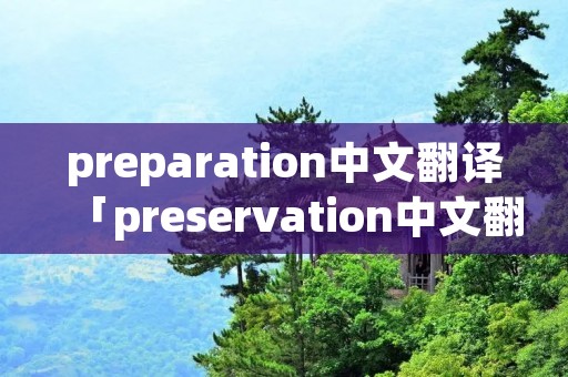 preparation中文翻译「preservation中文翻译」