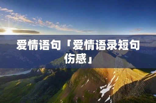 爱情语句「爱情语录短句伤感」