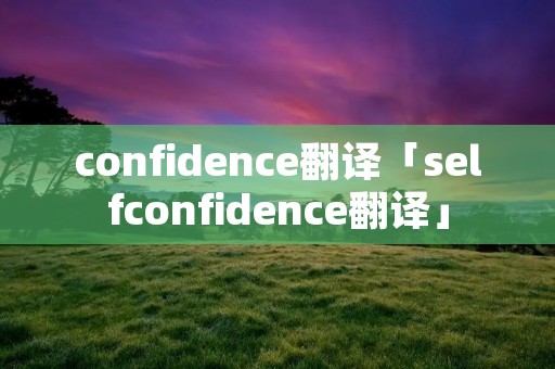 confidence翻译「selfconfidence翻译」 confidence翻译「selfconfidence翻译」