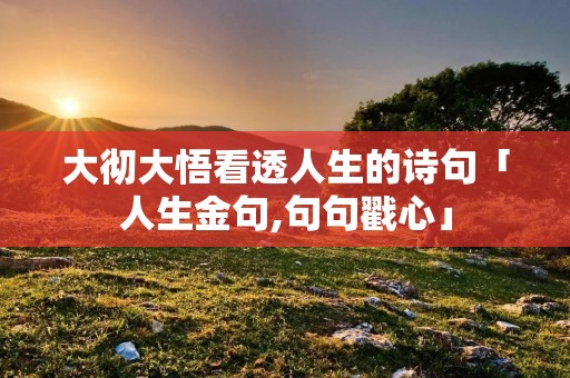大彻大悟看透人生的诗句「人生金句,句句戳心」