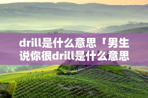 drill是什么意思「男生说你很drill是什么意思」