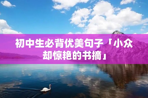 初中生必背优美句子「小众却惊艳的书摘」 初中生必背优美句子「小众却惊艳的书摘」