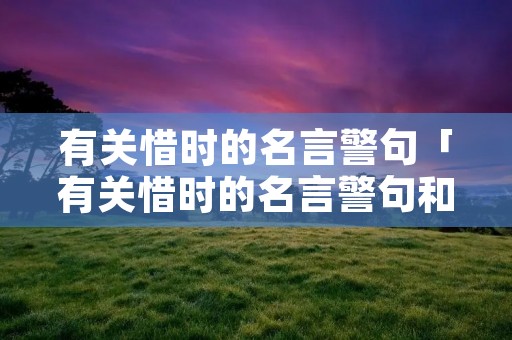 有关惜时的名言警句「有关惜时的名言警句和故事」