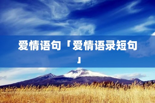 爱情语句「爱情语录短句」