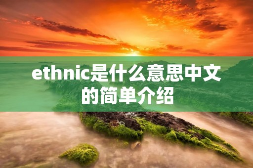 ethnic是什么意思中文的简单介绍