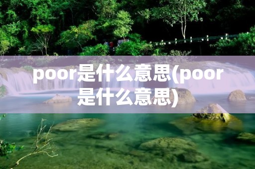 poor是什么意思(poor是什么意思)
