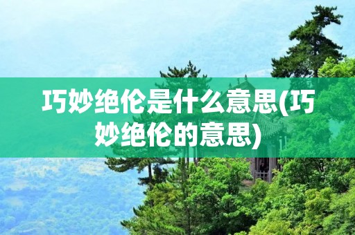 巧妙绝伦是什么意思(巧妙绝伦的意思)
