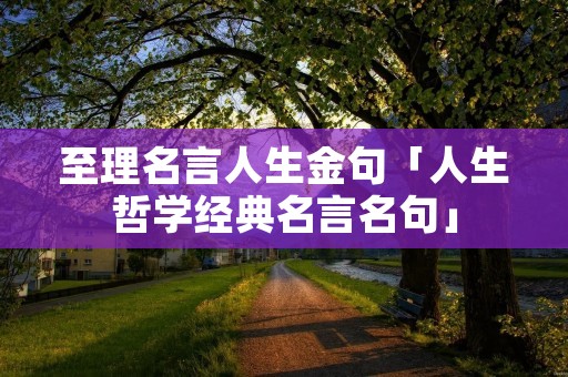 至理名言人生金句「人生哲学经典名言名句」