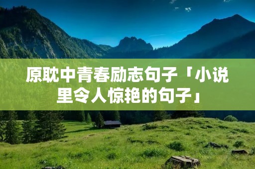 原耽中青春励志句子「小说里令人惊艳的句子」