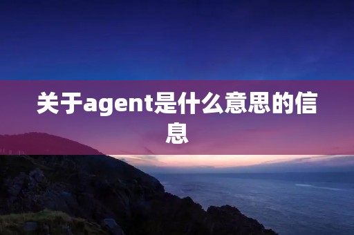 关于agent是什么意思的信息 关于agent是什么意思的信息