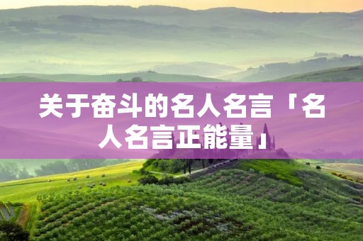 关于奋斗的名人名言「名人名言正能量」 关于奋斗的名人名言「名人名言正能量」